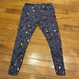 Disney- Maleficent Patterned Leggings with Purple and Yellow Accents